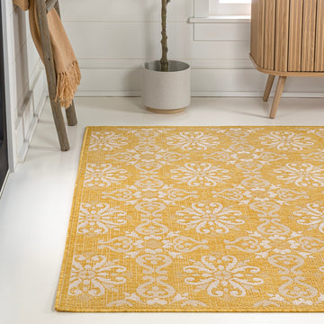 Amora Traditional Mediterranean Tile Design Indoor/Outdoor Area Rug